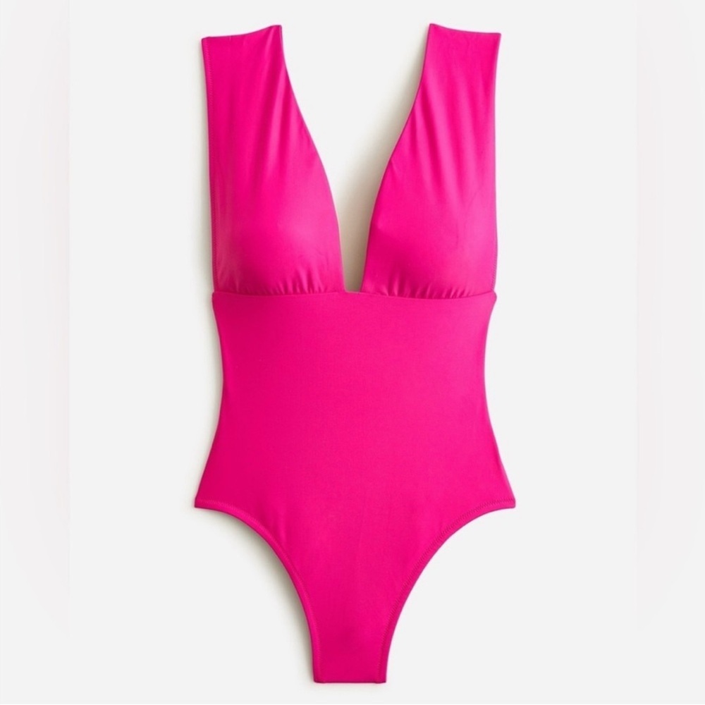J. CREW NWT Hot Pink Plunge One Piece Plus‎ Size Bathing Suit Size 24